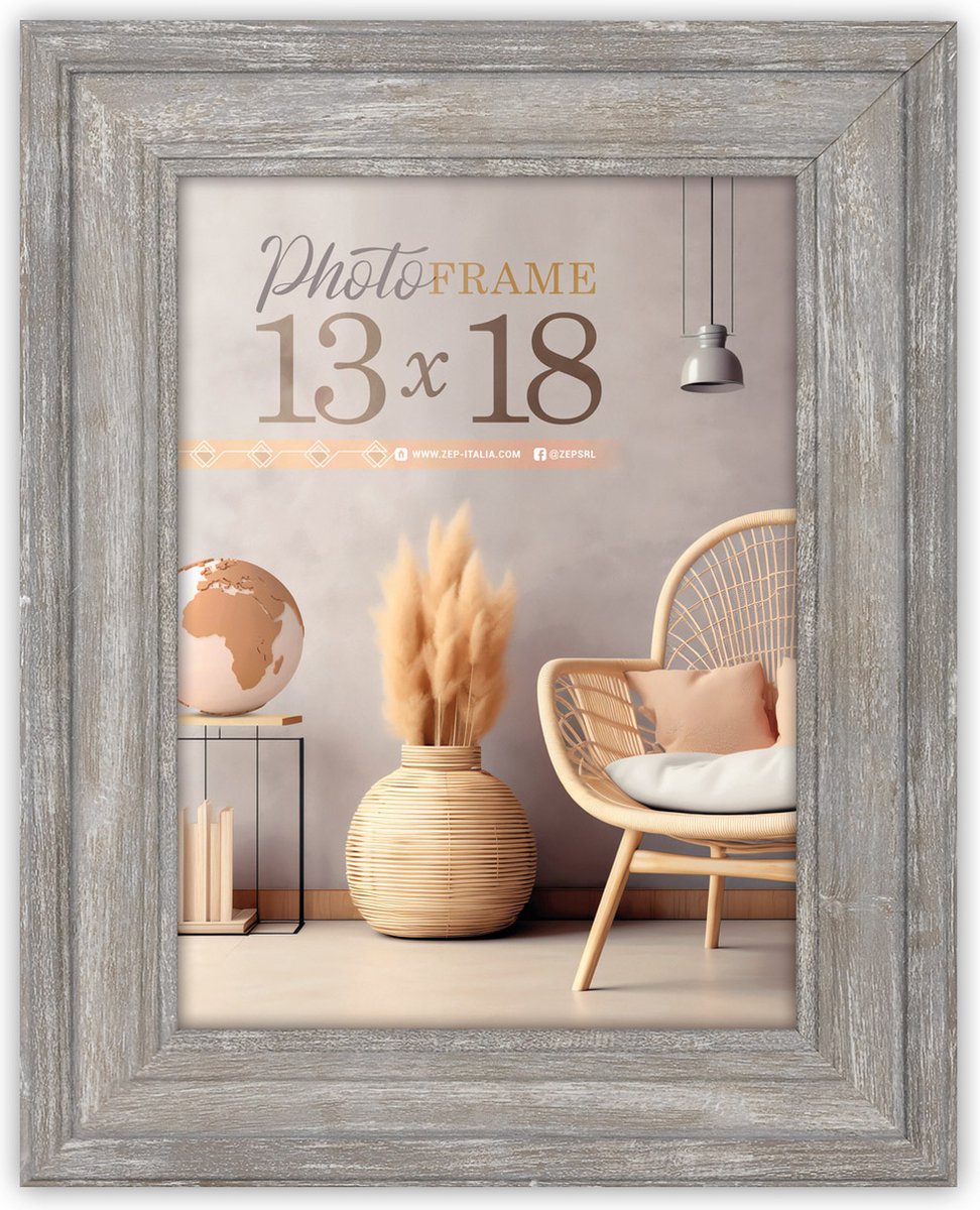Zep Kunststof Fotolijst Palermo Grijs voor foto formaat 15x20 cm - PM868G