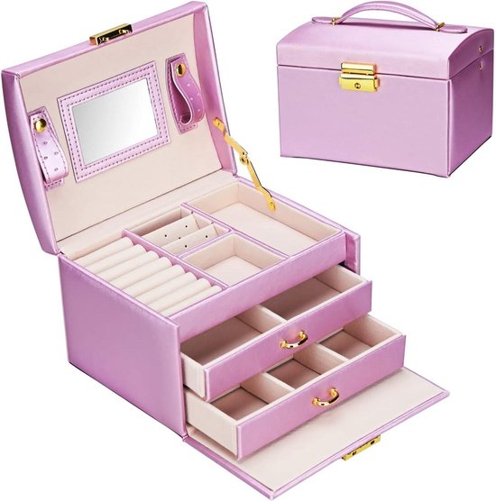 Dajasan Sieradendoos voor vrouwen 3 lagen grote sieraden