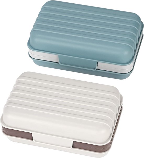 Porte-savon Portable Drainage Porte-Savon Aluminium X2 - Boîte Savon Voyage Avec Couvercle - Camping Salle De Bain Rangement Savon étanche