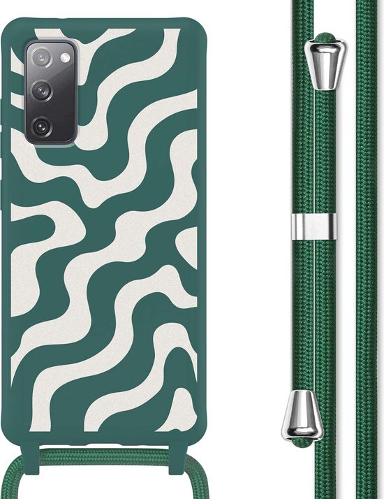 imoshion Étui adapté pour Samsung Galaxy S20 FE Étui avec cordon - imoshion Étui design en Siliconen avec cordon - Multicolore / Vert Petrol Groovy