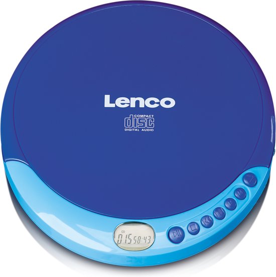 Foto: Lenco cd 011bu discman draagbare cd speler met oordopjes blauw