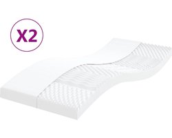vidaXL - Schuimmatrassen - 2 - st - 7 - zones - hardheid - 20 - ILD - 100x200 - cm - wit