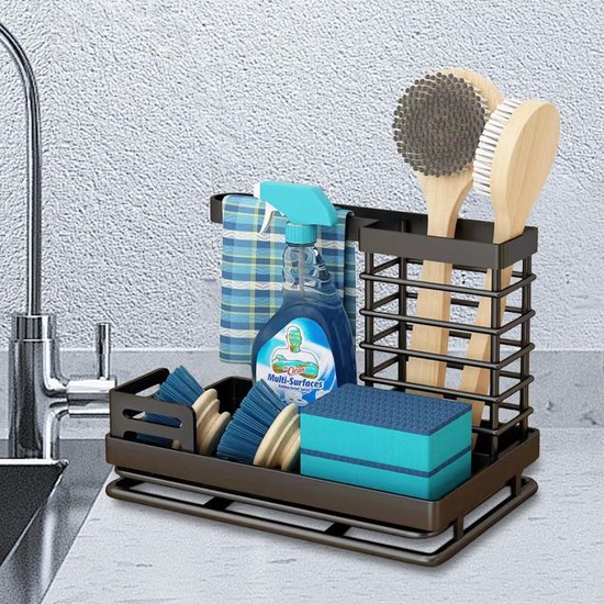 Boncy® Premium Vaatdoekhouder - Aanrecht Organiser - Gootsteen Organizer - Spons & Vaatdoek houder - RVS Sponshouder Rek - Gootsteenorganisers Aanrechtorganizer Aanrechtbakje