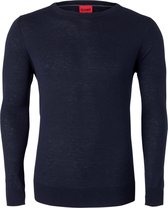 OLYMP Level 5 body fit trui wol met zijde - O-hals - marine blauw - Maat: XXL