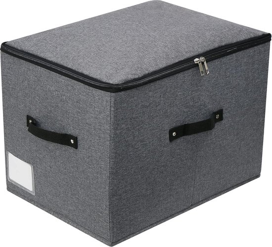 Omygarden Opvouwbare opbergdoos voor onder het bed, met kunststof steunvoering, dekens, kleding, opbergdoos, organizer voor slaapkamer en kast, 90 x 42 x 18 cm, zwart-grijs, 2 stuks