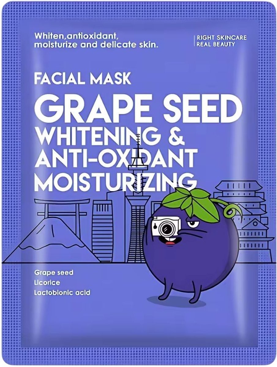 Goedkoopste Gezichtsmasker Druivenpit whitening & antioxidant hydraterend set 20 stuks
