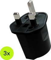 Bol.com Reisstekker Type G - Wereldstekker EU naar Engeland Ierland Malta Maleisië - Zwart - 3 stuks aanbieding