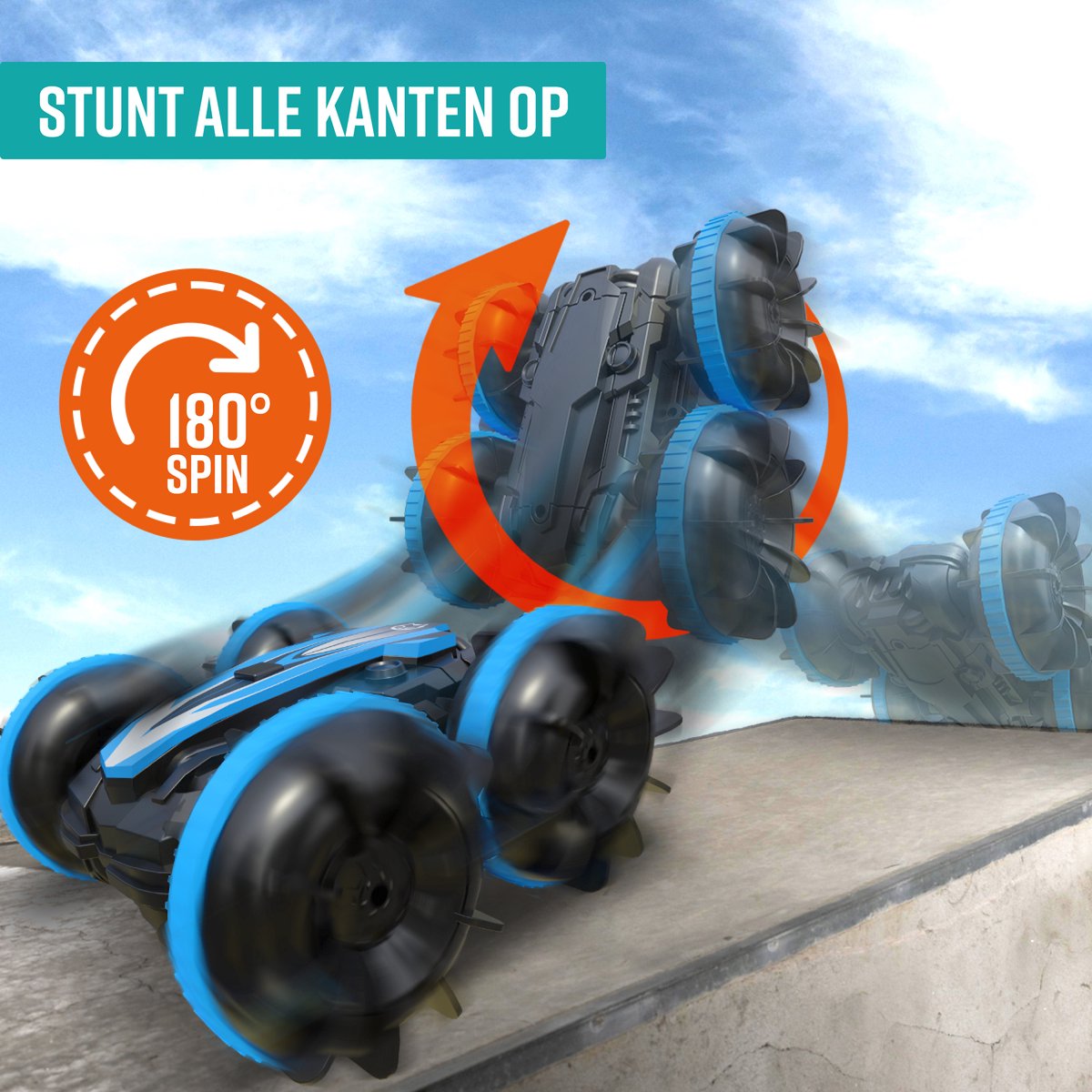 Napi Bestuurbare Auto All-Terrain - RC Auto met 2 Accu's - Waterdicht - Speelgoed Autos Jongens - Buitenspeelgoed - Race Car/Boot Land & Water - 1,5u Speelplezier - Radiografisch - Aqua-Land Racer — afbeelding 5