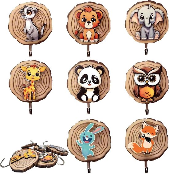 Cartoon Dierenhoed Kleerhanger Haken Opberghaken Wandgemonteerde kapstokken Zelfklevende kapstokken Kindermuurhaken Hal Kapstok Kinderkapstok Haak Handdoek Opberghaak Sleutel 4st