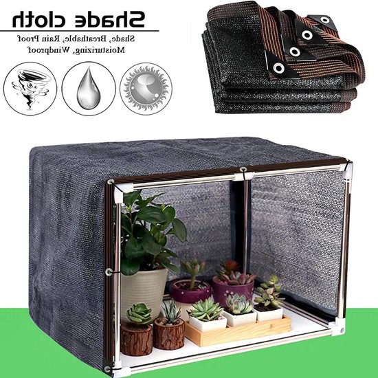 Filet d'ombrage anneaux de trame léger et durable voile d'ombrage terrasse pergola balcon plantes de jardin serre poulailler outdoor noir 4 x 4 m