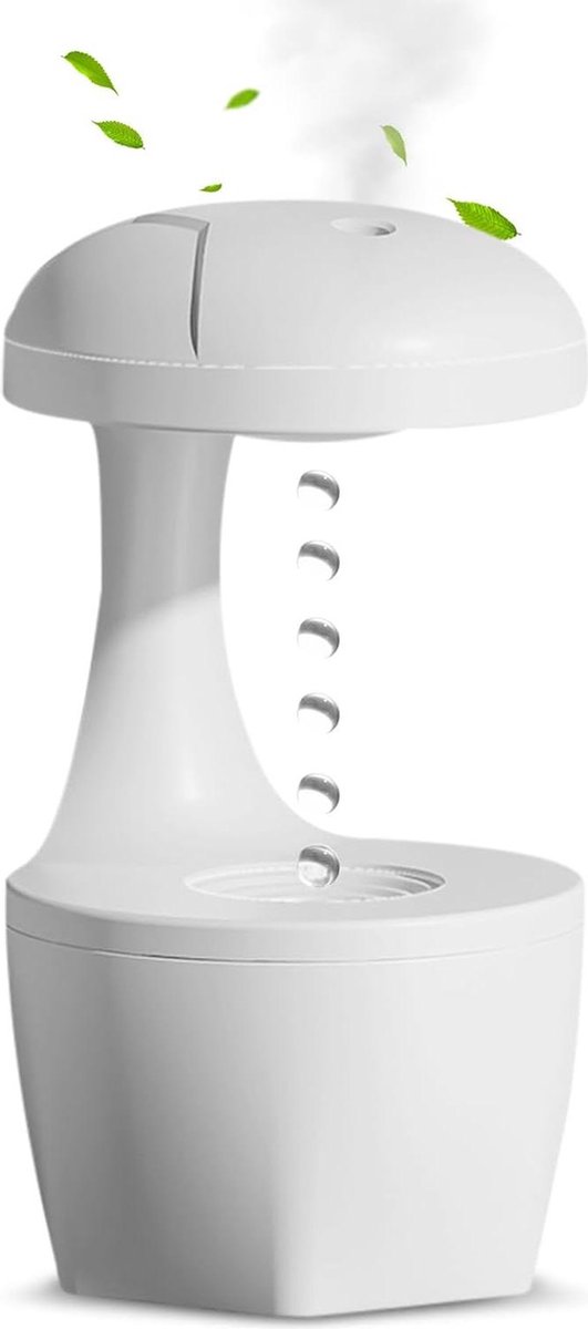 Luchtbevochtiger 800 ml met anti-zwaartekracht waterdruppels - lichteffecten - stil - energiebesparend - automatische uitschakeling - voor babykamer slaapkamer kantoor - wit
