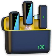 Bol.com Draadloze Microfoon 2 Stuks met Oplaadcase Zwart/Groen met USB-C aansluiting - Dasspeld Microfoon Microfoons - Geschikt ... aanbieding