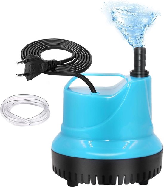 2500 l/h 45 W Submersible Pond Pump Very Quiet - Mini Water Pump with 3 Nozzles and PVC Transparent 2 m for Ponds Fountain Aquarium - Hydroponics