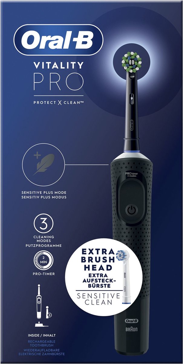 Afbeelding 3 van Oral-B Vitality Pro - Elektrische tandenborstel - Zwart - Extra opzetborstel