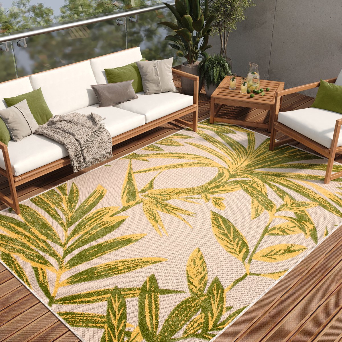 Tapiso Patio Indoor Tapijt Tuintapijt Creme Buiten Buitenkleed Planten Maat- 160x220