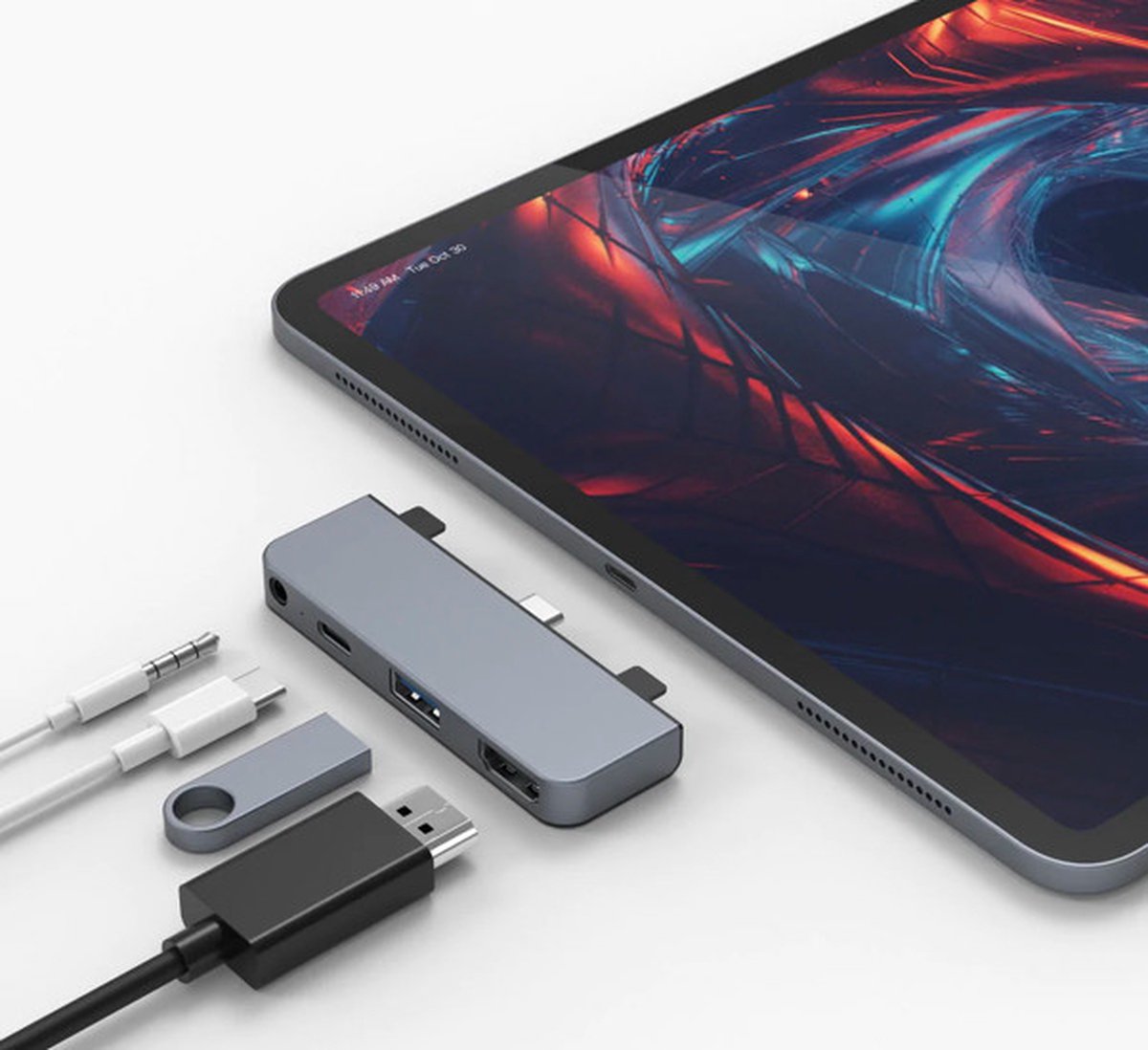 HYPER 4-in-1 USB-C hub iPad Pro space gray