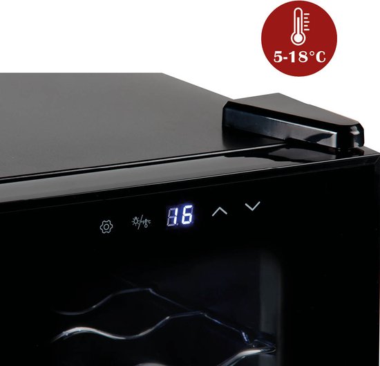 PRIMO PR168WK Wijnkoelkast - Wijnklimaatkast 6 Flessen - E - Zwart