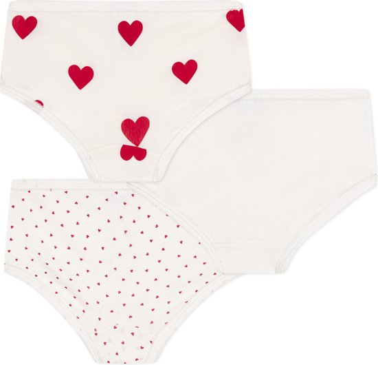 Petit Bateau Setje met 3 katoenen onderbroekjes met hoge taille en hartje voor. bol