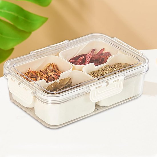 LOPYXBR 2 stuks snackbox met vakken, opbergdoos met draaggreep, 4