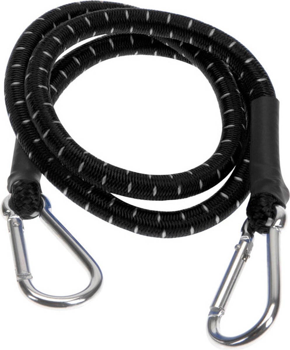 FX Tools Bagage spin/spanelastiek voor fiets/auto - zwart - 80 cm - elastiek met karabijn haken