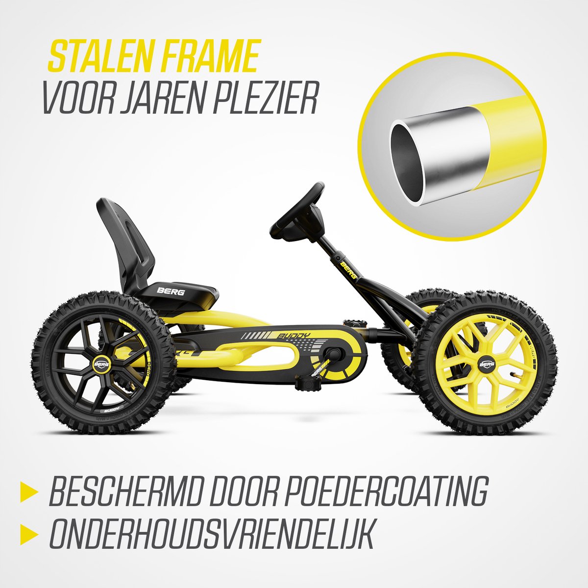 BERG Buddy Cross Yellow Skelter - 3+ Jaar - All Terrain Luchtbanden - Verstelbare Stoel - inclusief Soundbox - Vrijloopautomaat - Zwart/Geel — afbeelding 6