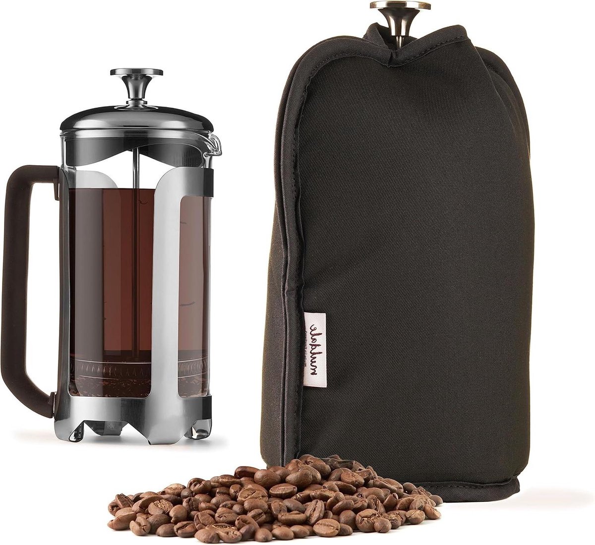 Cafetiere Cosy Warmer in zwart - koffiepot cover jas voor 8 kopjes - perfecte warmteretentie - isolator voor Franse pers met meerdere maten Coffee Strainer