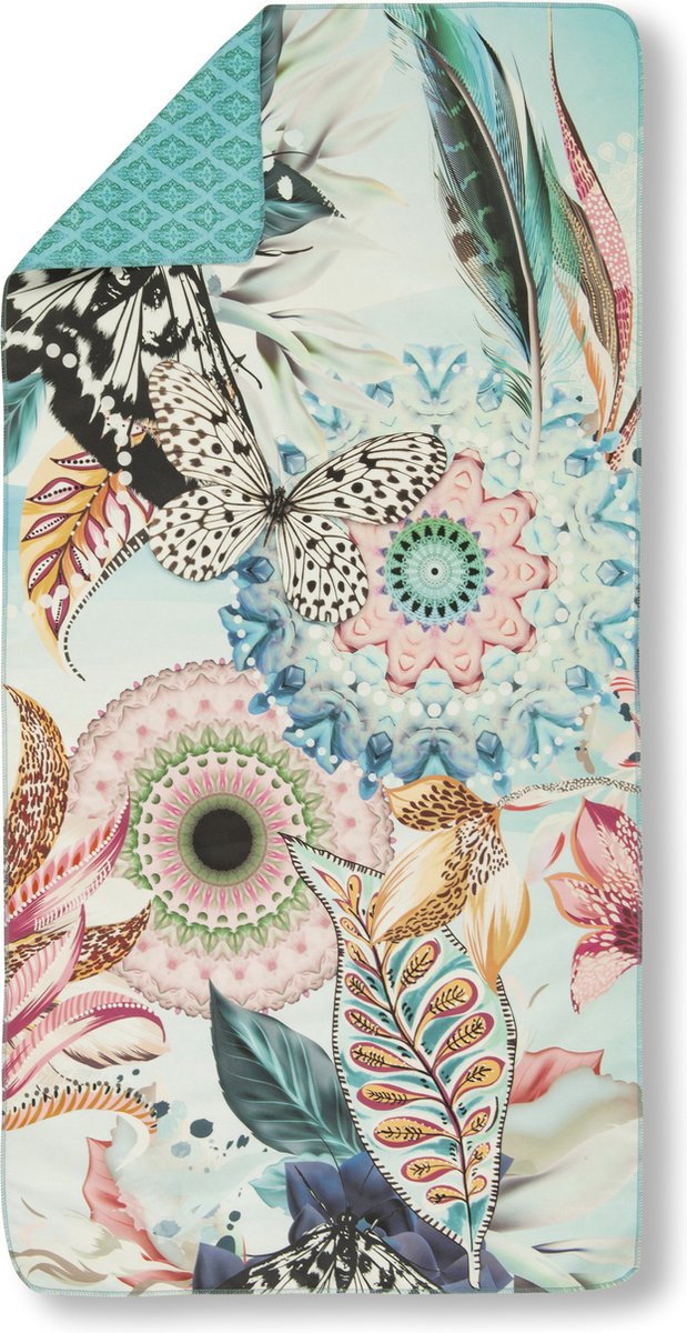 HIP Sporthanddoek "mandala's en bloemen" - Aqua - (50x100 cm) - Microvezel