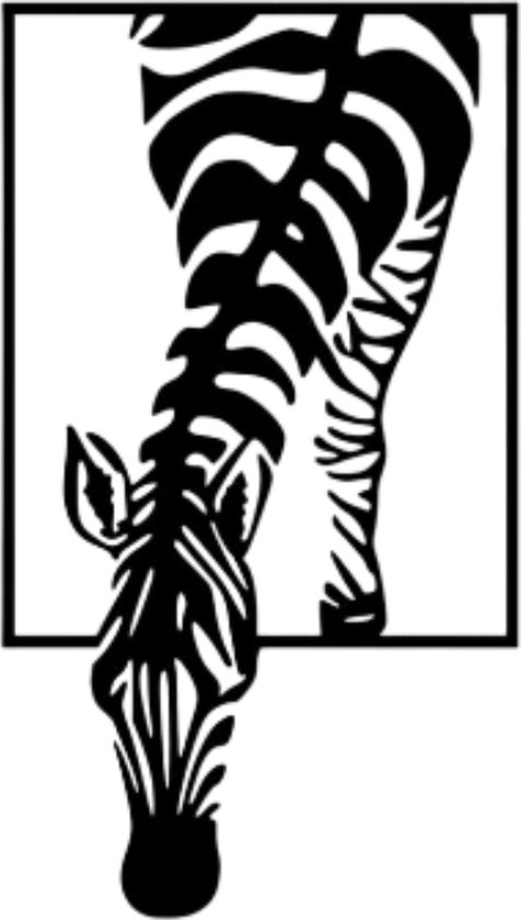 Djemzy - décoration murale salon - chambre - décoration murale - bois - noir - animaux - Zebra sur cadre - MDF 6 mm