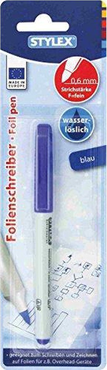 Stylex - Foliepen Blauw - Wateroplosbaar - 0.6 mm Precisiepunt