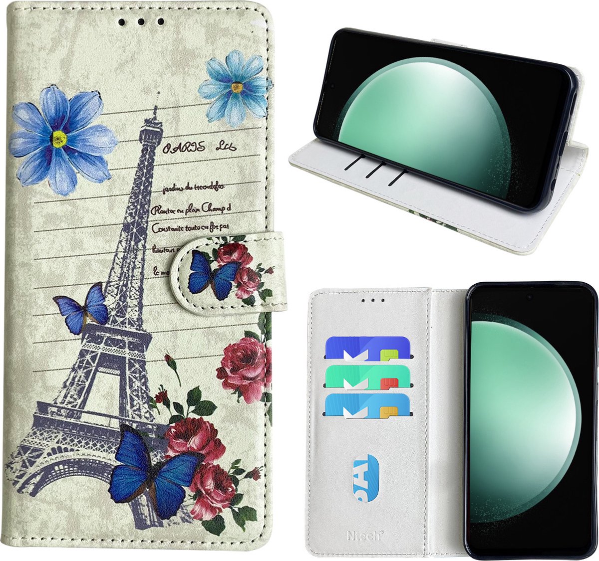 Hoesje geschikt voor Samsung Galaxy S23 FE Bookcase met Eiffel Toren /Parijs