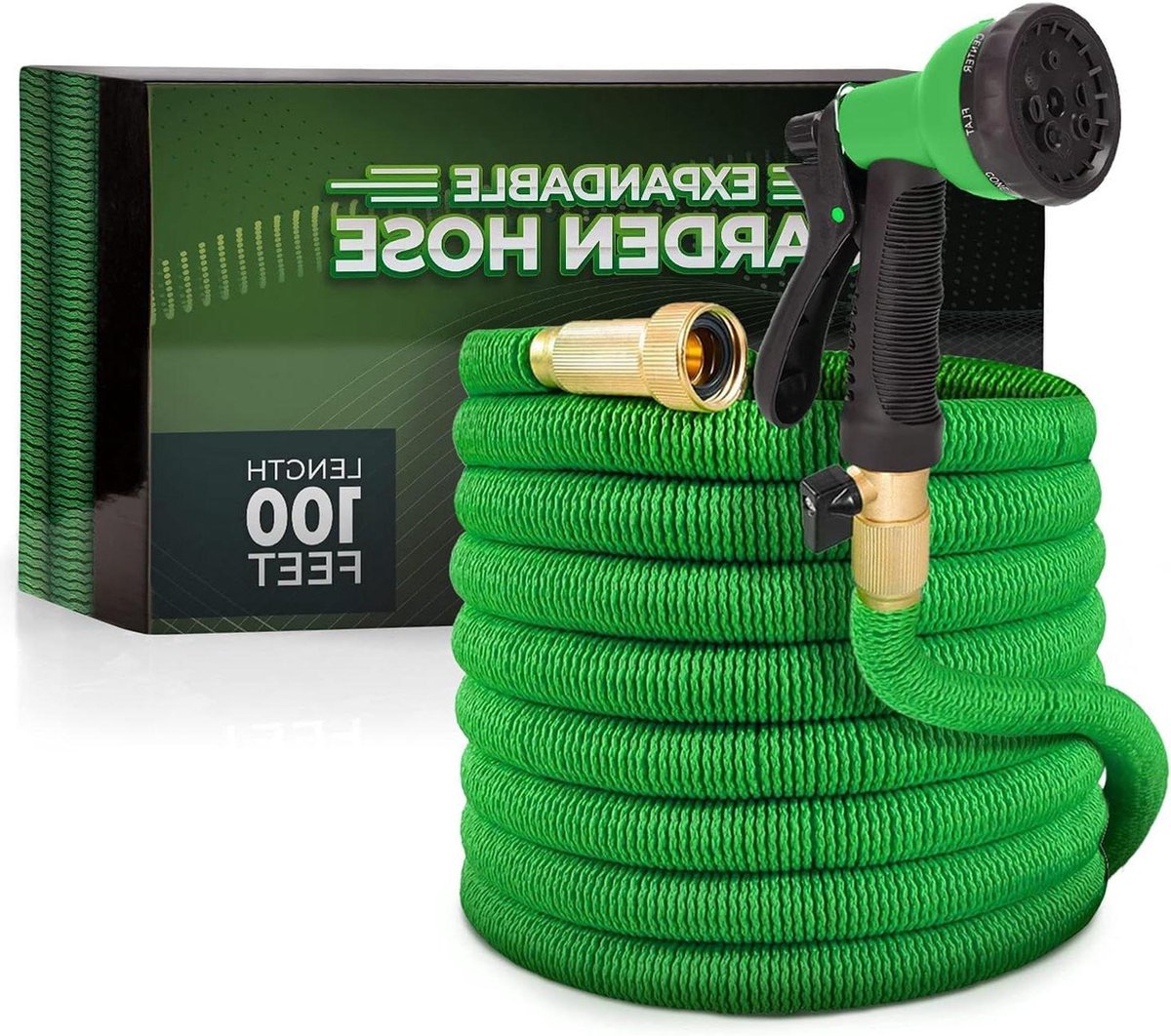 Uitbreidbare tuinbroek met 8 functies - lichtgewicht anti-kink - flexibele tuinbroek - extra sterke stof - dubbele latex kern - 30 m groen Water Replacement Hose