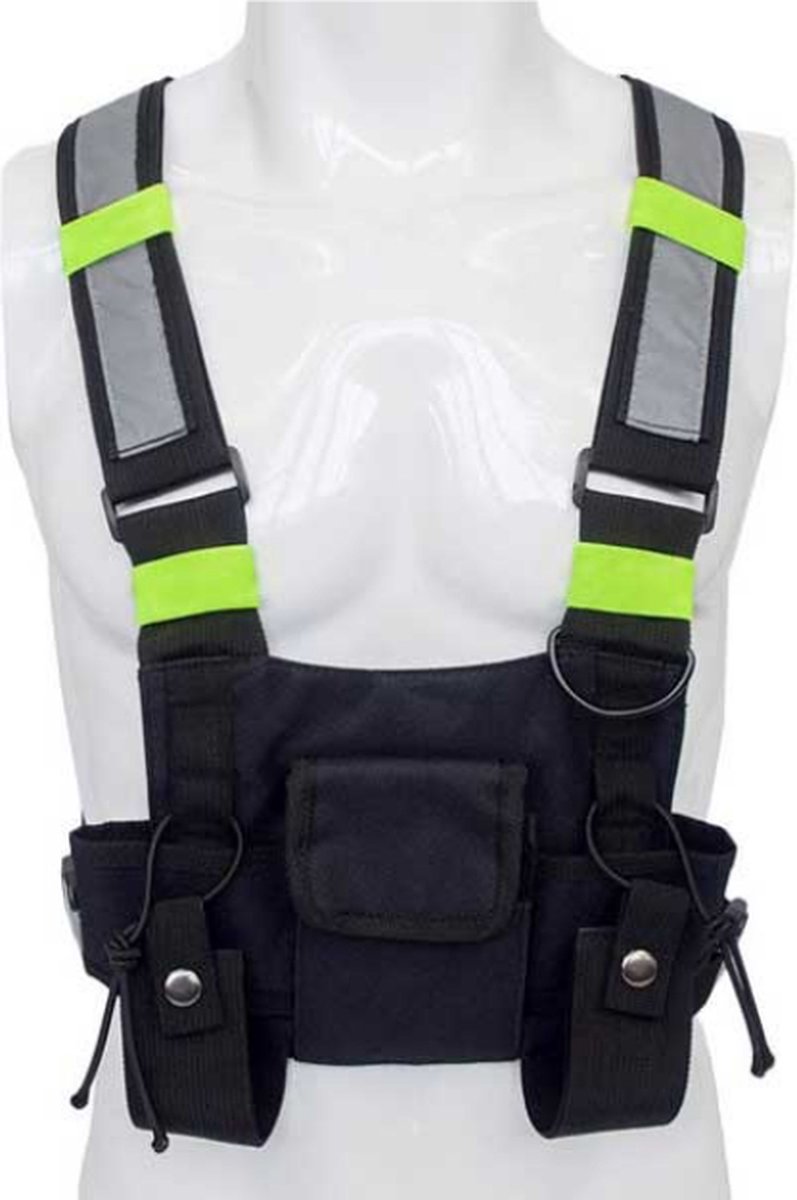 Portofoon harnas borst draagtas universeel heavy duty met reflectie strepen