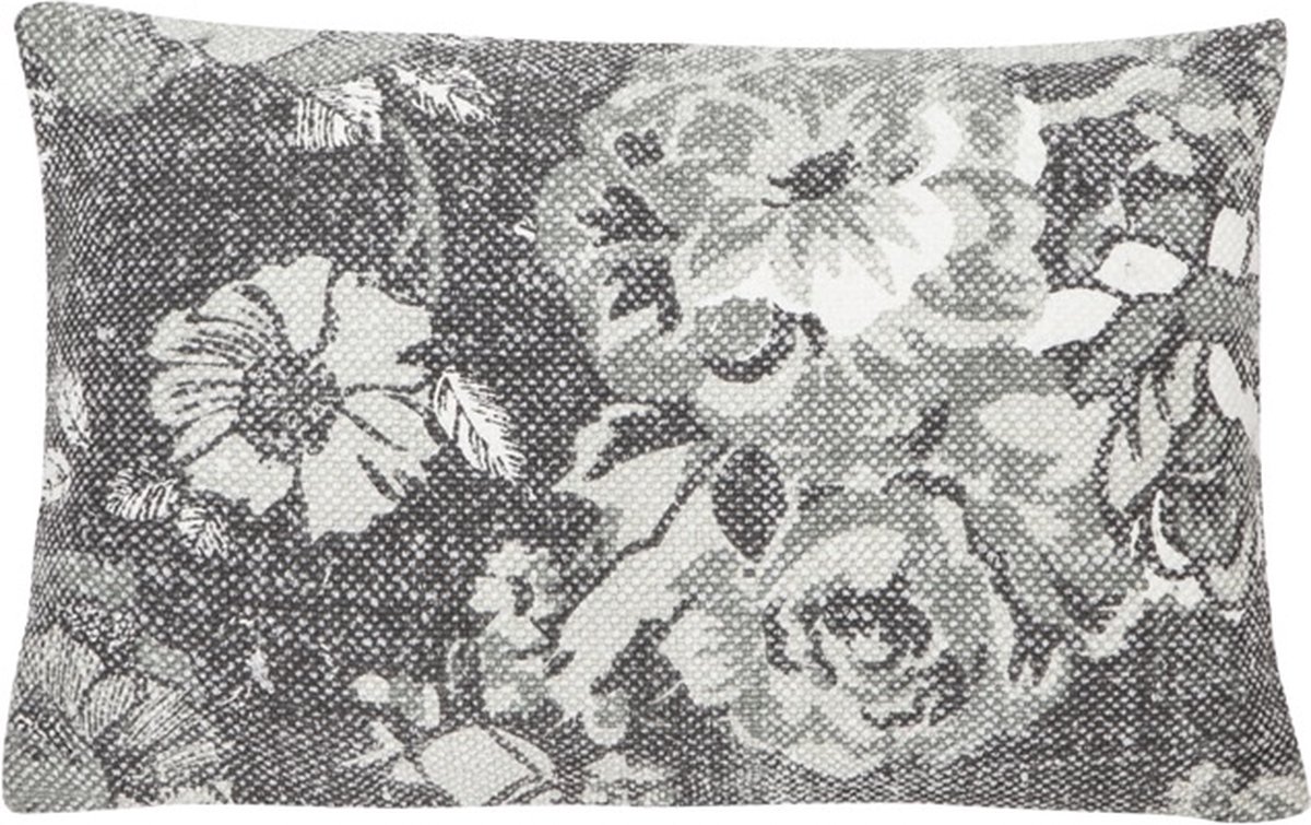 Linen & More Vintage Flower Grijs Kussen | 35 X 50 | Sierkussen Voor Woonkamer Of Slaapkamer