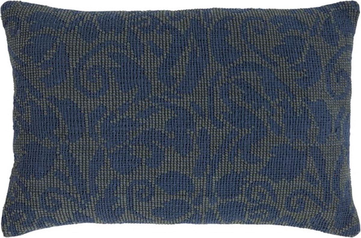 Linen & More Flower Jacquard Groen Kussen | 40 X 60 | Sierkussen Voor Woonkamer Of Slaapkamer