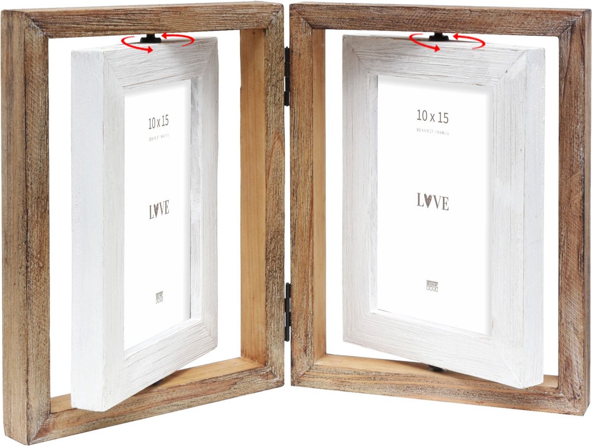 Deknudt Frames fotolijst S67UE1 H2V - wit - tweeluik - 4x 10x15 cm bruin