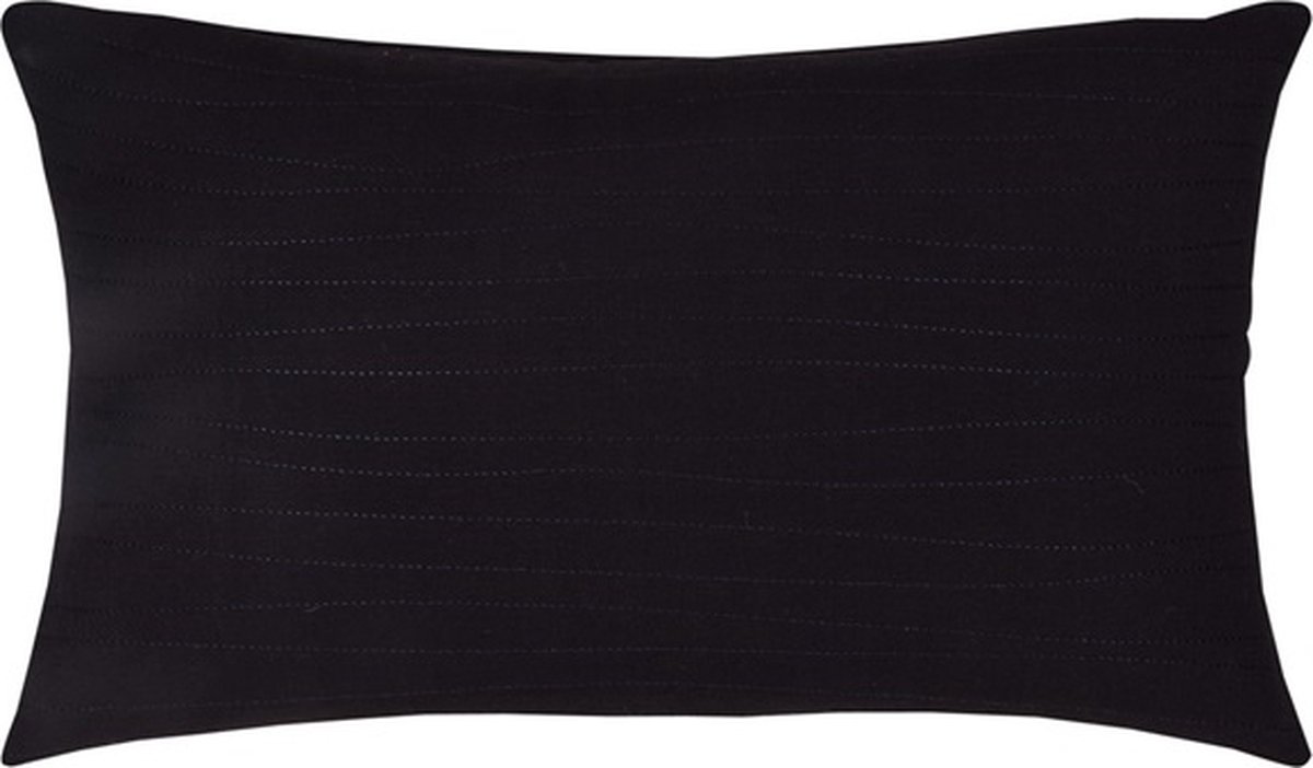 Linen & More Uneven Stitching T Kussen | 30 X 50 | Sierkussen Voor Woonkamer Of Slaapkamer Zwart