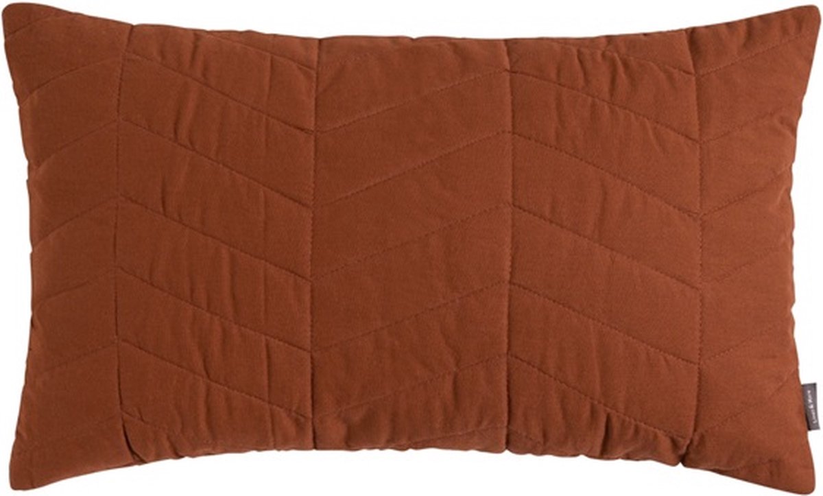 Linen & More Wide Zig Zag Henna Bruin Kussen | 30 X 50 | Sierkussen Voor Woonkamer Of Slaapkamer