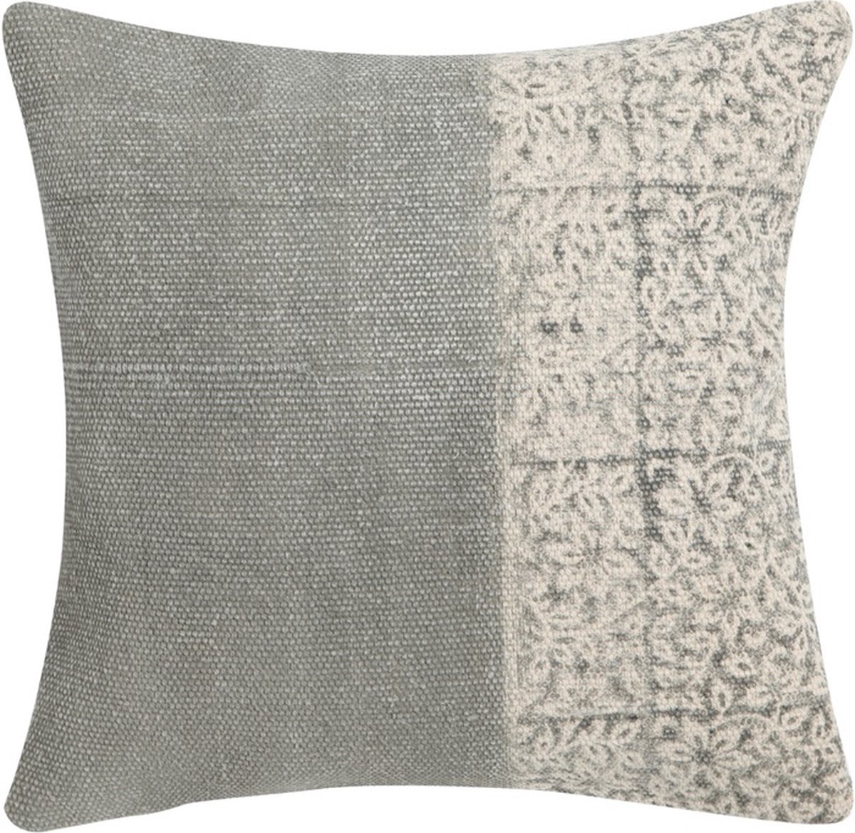 Linen & More Half Half Grijs Kussen | 45 X 45 | Sierkussen Voor Woonkamer Of Slaapkamer