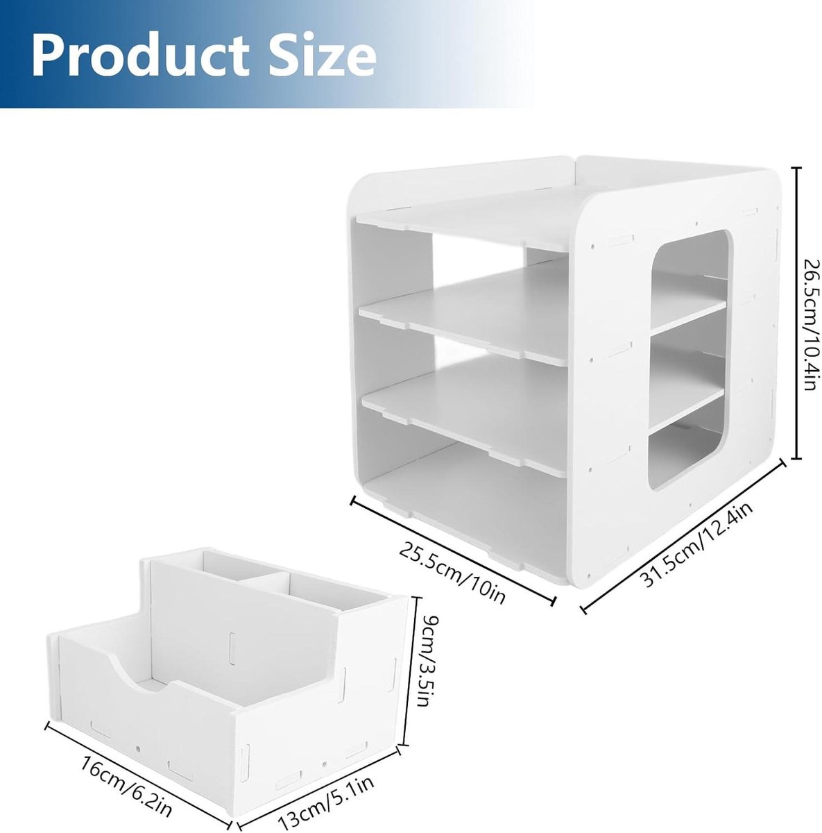 CYEER 2 stuks bureau-organizer, A4 opbergvakken, stapelbaar, 4-laagse