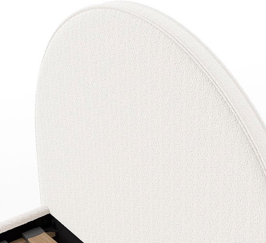 Lit simple Maeva - 212x97x107 cm - Tissu bouclé blanc - Vipack - Lits simples rembourrés - Blanc - Textile - Lits simples rembourrés