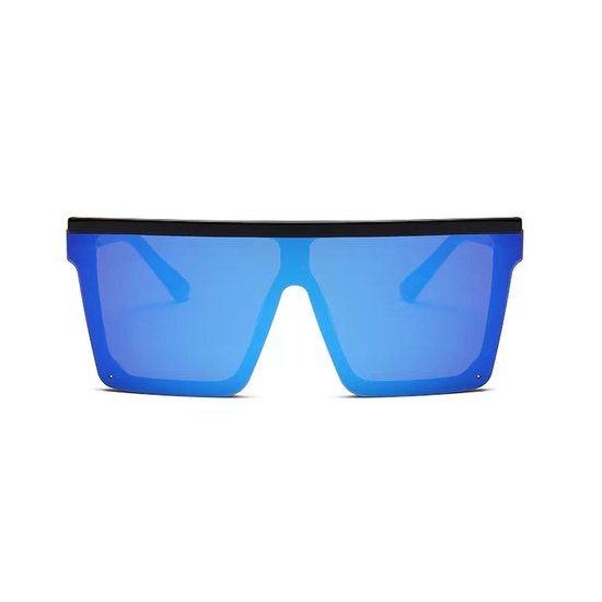 Zonnebril vierkant - Zonnebrillen - Festival bril - Rave bril - Glasses - Zwart - Blauw glas van Vincenzo Cadeaux — afbeelding 4