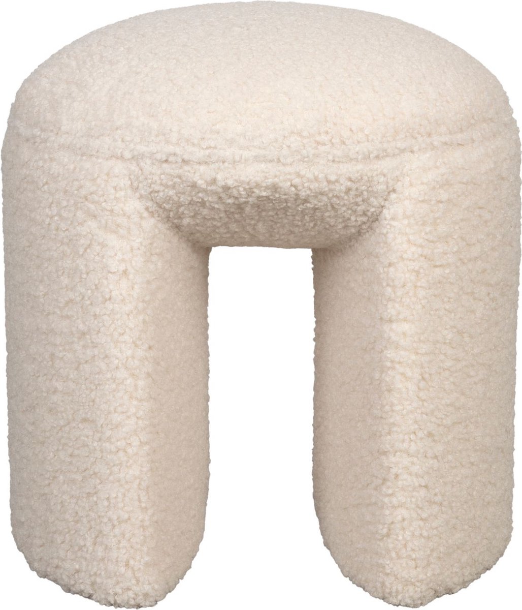 Housecraft Living Noxx Kruk/ Poef Teddy stof Wit
