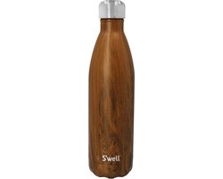 Foto: S well stainless steel reusable water bottle 750ml teakwood drievoudig ge soleerde en lekvrije drinkfles voor warme en koude dranken tot 48 uur koud 24 uur heet