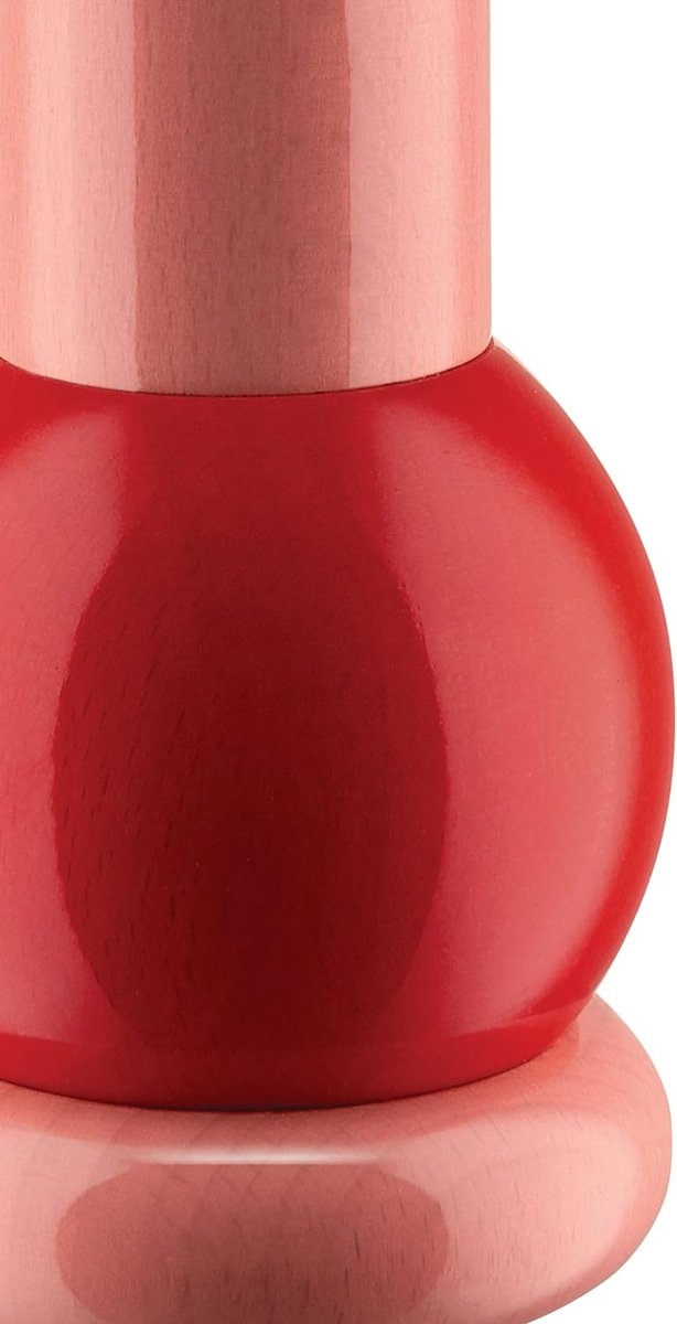Zout-, peper- en kruidenmolen van beukenhout, roze, rood en geel, diameter 49 cm