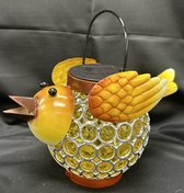 Lanterne lampe solaire décorative "Vogel à LED" - multicolore + jaune - avec LED - plastique + métal - Modèle debout / suspendu - hauteur 23 x 28 x 9 cm - Décoration de jardin - Eclairage de jardin