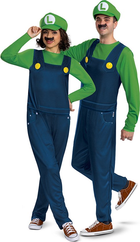 NINTENDO - SUPER MARIO BROS, Luigi kostuum Elevated Classic, Maat Volwassenen XS/S