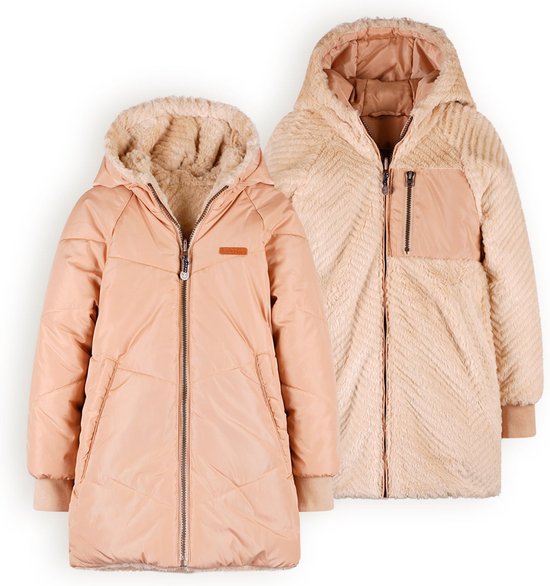 NONO Baybee Reversible Mid Lange Winterjas Zand Sand Blush Maat 110  bol