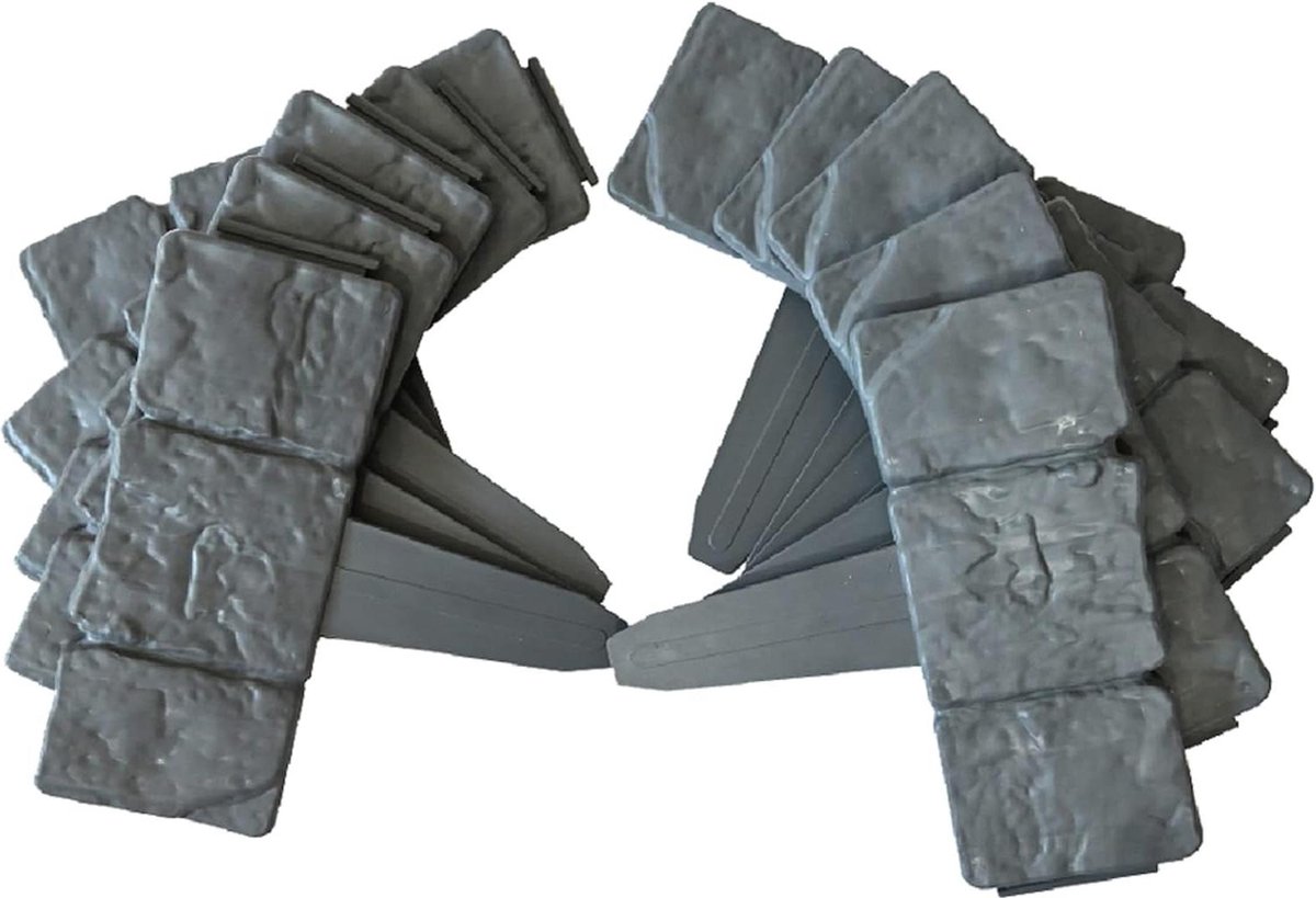 40-Pack Donkergrijs Geplaveid Steeneffect Tuin Gazon Randen Plantenrand - Gemakkelijk te installeren - 10 meter