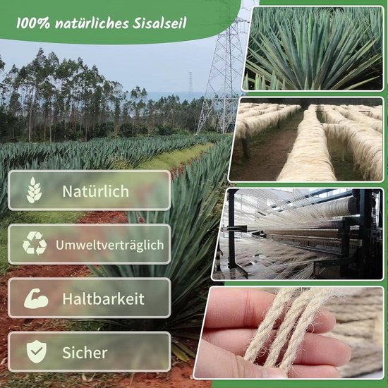 Sisal koord, naturel, 4 mm ± 190 m, touw voor tuin, krabpaal