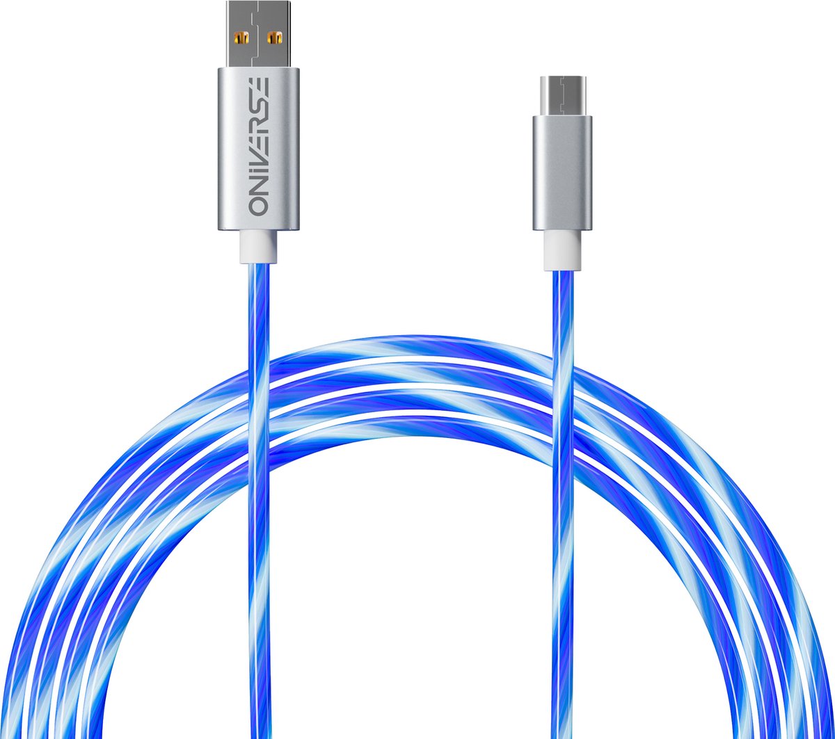 Oniverse USB-kabel 2 m USB A Micro-USB B Blauw, Zilver